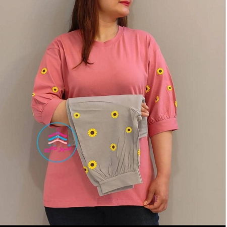 بلوز آستین دار گل گلی