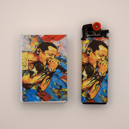 ست فندک و کبریت فانتزی طرح چستر بنینگتون