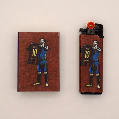 ست فندک و کبریت فانتزی طرح مسی