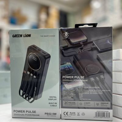 پاوربانک گرین لاین مدل Power Pulse ظرفیت 20000mAh با شارژ سریع 22.5W و کابل‌های سرخود