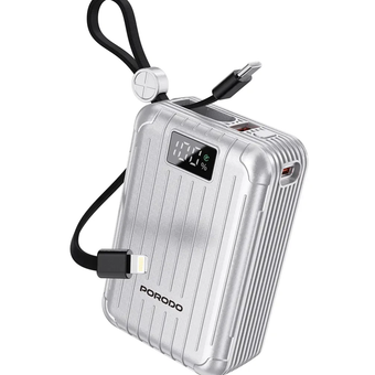 پاور بانک پرودو مدل Porodo Petite 20000mAh Power Bank with Integrated Type-C & Lightning Cable