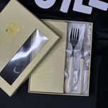 سرویس کارد و چنگال میوه خوری بیضی هولوگرامی رنگ سفیدشیری