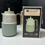 فلاسک (1 لیتر) شیشه صورتی مارک Mixeff رنگ نیم تنه بالا ماربل و کاهویی