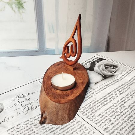 جا شمعی چوبی مدل الله