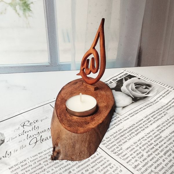 جا شمعی چوبی مدل الله