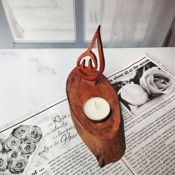 جا شمعی چوبی مدل الله