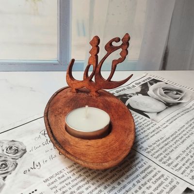 جا شمعی چوبی مدل عشق