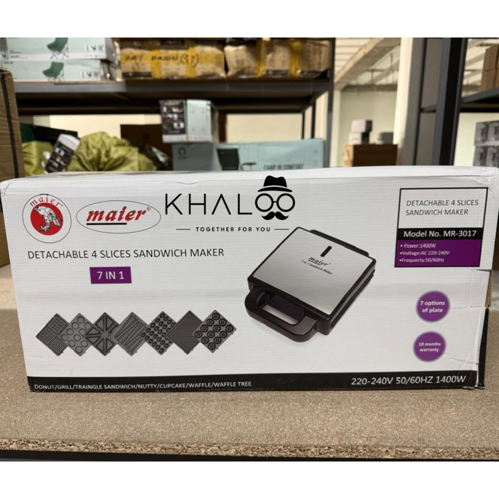 ساندویچ ساز اصلی هفت کاره مایر مدل MR-3017 | خرید Mayer 7-in-1 Sandwich Maker