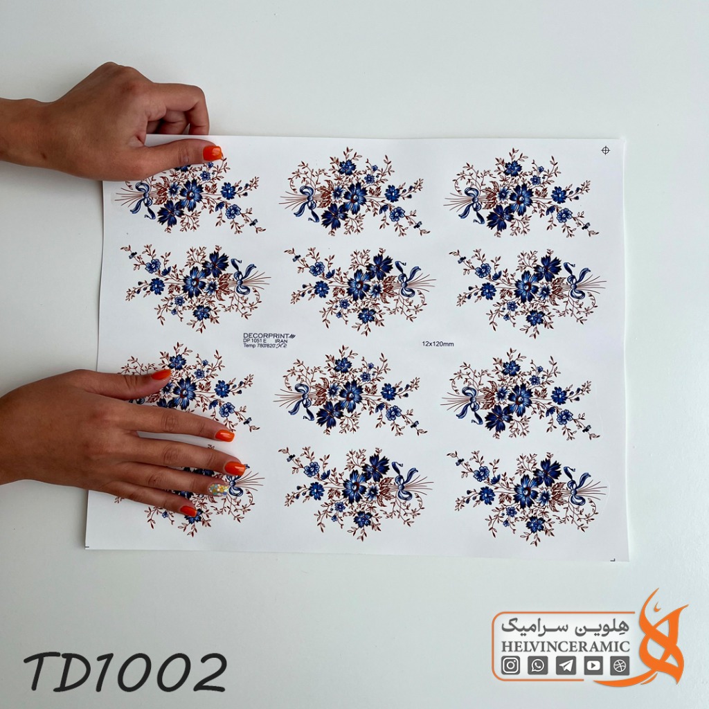 ترانسفر گل کبالتی طلا دار | کد TD1002