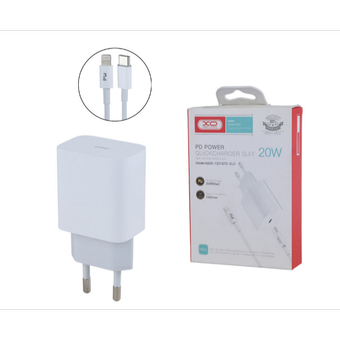 شارژر دیواری 20 وات ایکس او A829-120137C-EU1 QC PD 3A + کابل تبدیل آیفونی