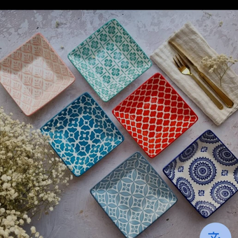 پیاله مربع رنگی مجموعه 6 عددی