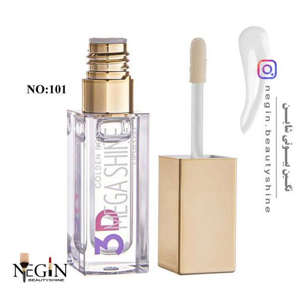 رژلب مایع مدل 3D Mega Shine گلدن رز اصل (شماره 101)