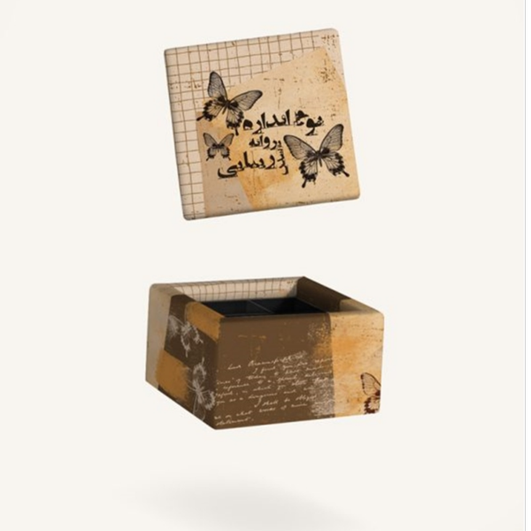 کیت باکس مربع چوبی پارچه ای مریخ ( Merrix) کد 1 سایز  10*10*7 سانت در طرح های مختلف