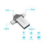 مبدل USB OTG به microUSB / لایتنینگ / USB-C ارلدام مدل ET-OT93