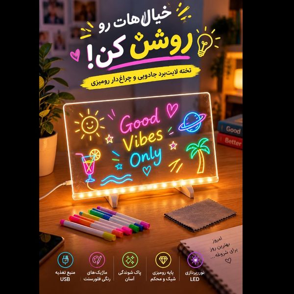 ✨ تخته لایتبرد جادویی و چراغدار رومیزی (DIY Lamp 3020) ✨