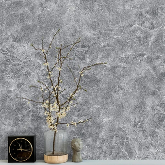 کاغذ دیواری طرح پتینه خاکستری کد 10274