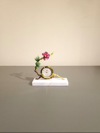 ساعت  رومیزی برنجی | مدل پایه سنگی کد 6