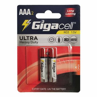 باتری نیم قلمی GigaCell-AAA مدل Ultra Heavy Duty بسته 2 عددی
