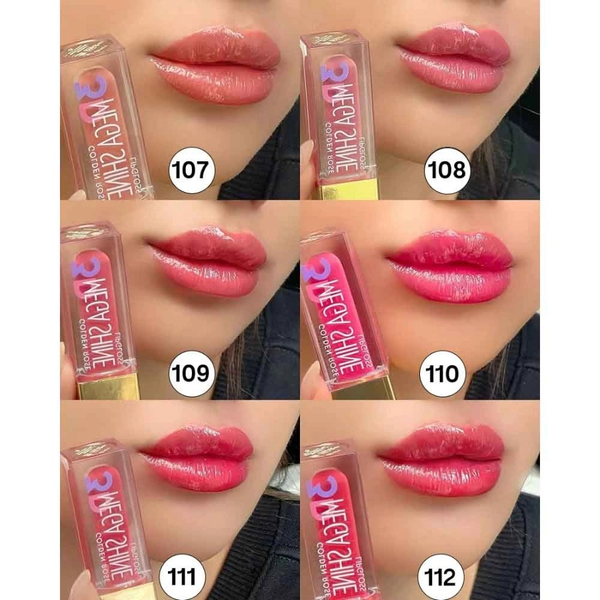 رژلب مایع مدل 3D Mega Shine گلدن رز اصل (شماره 107)
