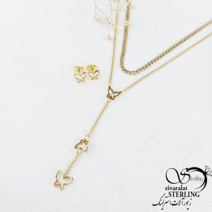 نیمست طلایی با آویز پروانه برند استیل کد 10741