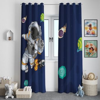 پرده اتاق خواب طرح فضانورد و موشک کد23