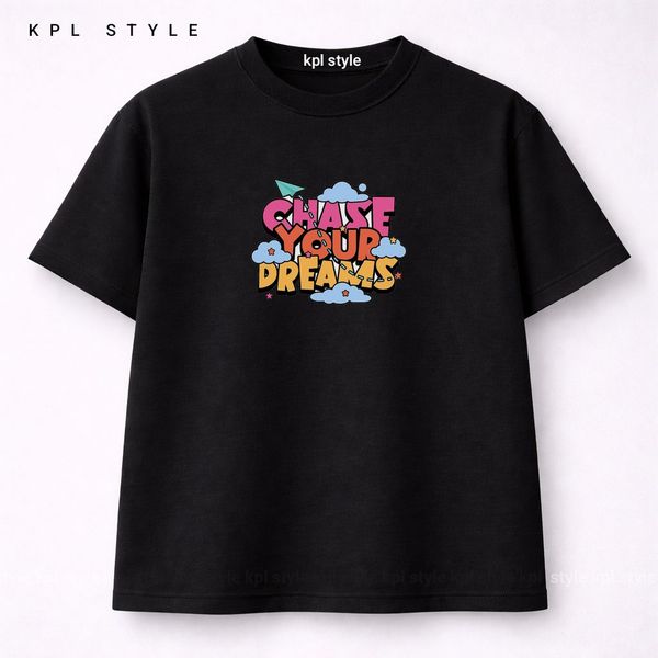 تیشرت باکسی نخ پنبه با طرح در پی رویا | حفظ فرم بعد از شستشو  | کد 1452