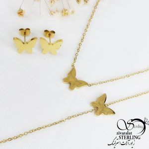 نیمست پروانه آیینه ایی طرح طلا برند استیل کد 10833