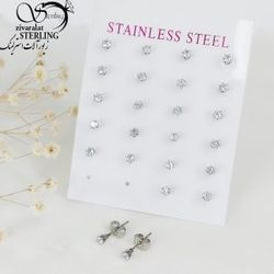 گوشواره میخی استیل نگین دار کد 10911