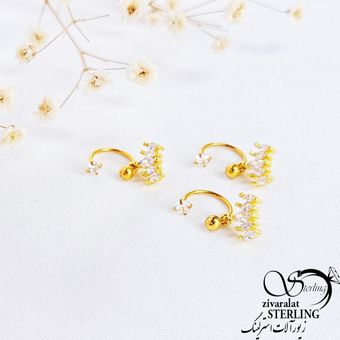 پیرسینگ گوش جواهری آویز تاج کد 10960