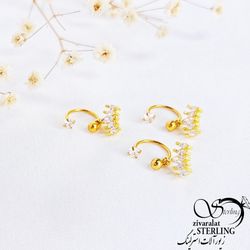 پیرسینگ گوش جواهری آویز تاج کد 10960