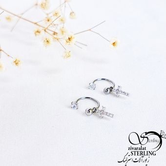 پیرسینگ آویز صلیب نقره ای کد 10963