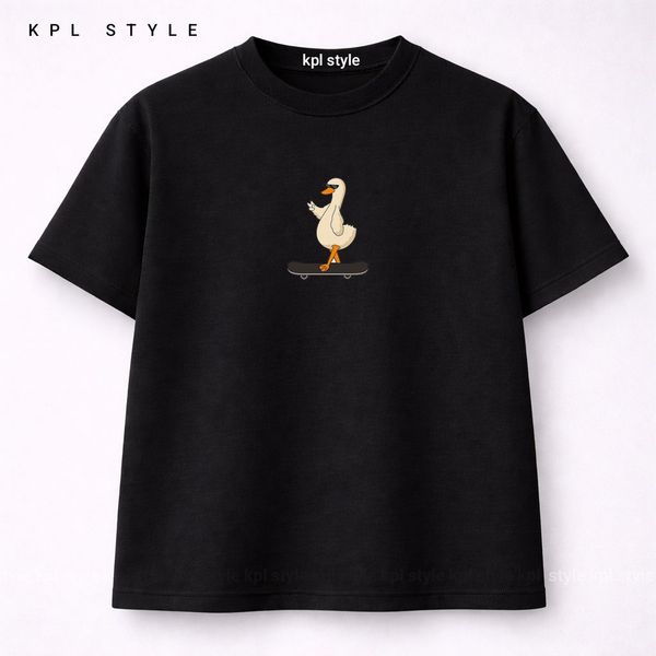 تیشرت باکسی نخ پنبه با طرح اسکیت برد | رنگ ثابت | کد 1453