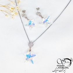 نیمست جواهری ستاره با سنگ سوارسکی هفت رنگ کد 11004