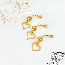 پیرسینگ ناف آویز قلب برند استیل کد 11006