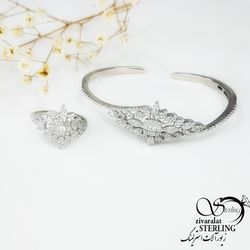 ست دستبند و انگشتر نقره ایتالیا مناسب سایز یک و کوچکتر کد 11064