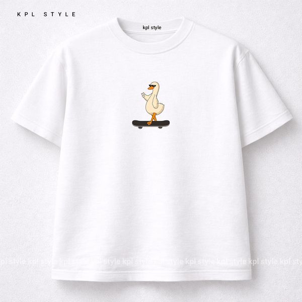 تیشرت باکسی نخ پنبه با طرح اسکیت برد | رنگ ثابت | کد 1453