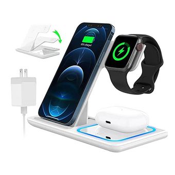 شارژر وایرلس رومیزی فست شارژ سه کاره همزمان مدل  HEPU HP-W01