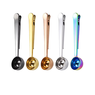 قاشق اندازه‌گیری قهوه استیل با گیره کلیپس | Coffee Scoop Clip مناسب باریستا