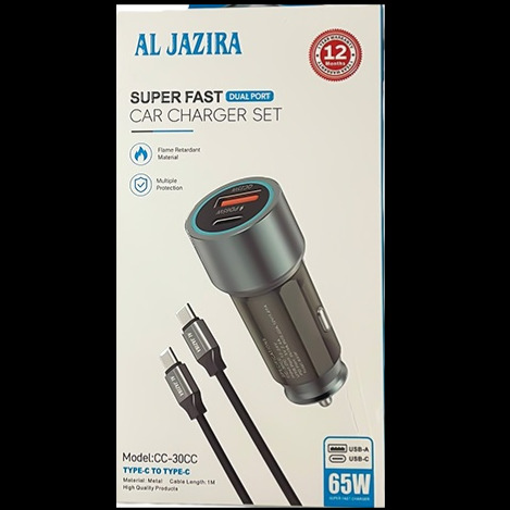شارژر فندکی 65 وات الجزیره مدلCC-30CC به همراه کابل