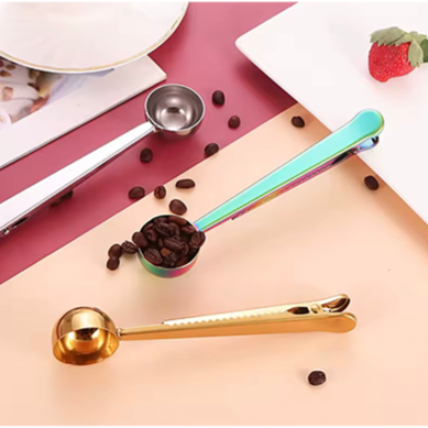 قاشق اندازه‌گیری قهوه استیل با گیره کلیپس | Coffee Scoop Clip مناسب باریستا