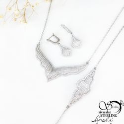 سرویس هفتی طرح برجسته با نقره عیار925 کد 11159