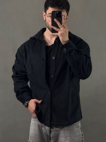 پیراهن باکسی پاییزه مشکی ذغالی