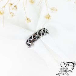 انگشتر نقره عیار 925 طرح دار کد 11183