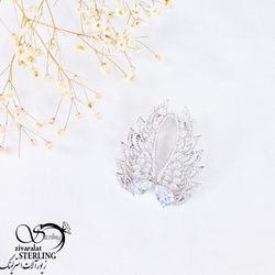 گوشواره نگین دار بال فرشته جواهری کد 11196
