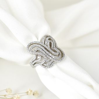 انگشتر نقره ایتالیایی زنانه طرح دار جواهری کد 1129