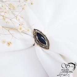 انگشتر سنگ بیضی عقیق طلاروس کد 11325