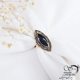 انگشتر سنگ بیضی عقیق طلاروس کد 11325