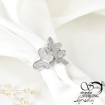 انگشتر نقره 925 عیار نگین دار زنانه طرح پروانه کد 1134