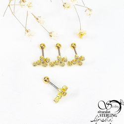 پیرسینگ صلیب گوش نگین دار با کد 11351