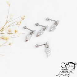 پیرسینگ گوش جواهری آویز بال فرشته سفید کد 11353